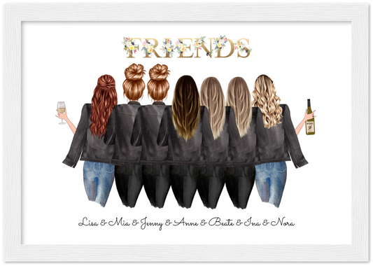 7 Beste Freundinnen Poster personalisiertes Geburtstagsgeschenk - Freundin Bild Geschenk Geburtstag Premium Matte Paper Wooden Framed Poster - White - Horizontal Default