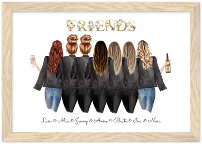 7 Beste Freundinnen Poster personalisiertes Geburtstagsgeschenk - Freundin Bild Geschenk Geburtstag Premium Matte Paper Wooden Framed Poster - Wood - Horizontal Default