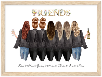 7 Beste Freundinnen Poster personalisiertes Geburtstagsgeschenk - Freundin Bild Geschenk Geburtstag