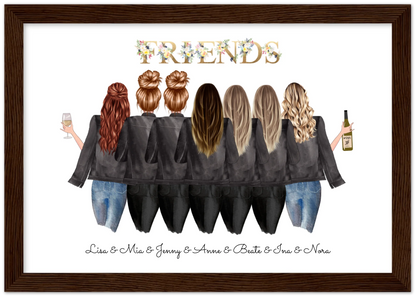 7 Beste Freundinnen Poster personalisiertes Geburtstagsgeschenk - Freundin Bild Geschenk Geburtstag Premium Matte Paper Wooden Framed Poster - Dark wood - Horizontal Default