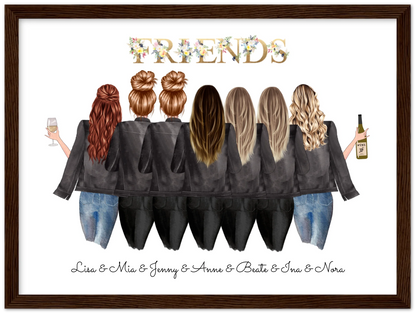 7 Beste Freundinnen Poster personalisiertes Geburtstagsgeschenk - Freundin Bild Geschenk Geburtstag