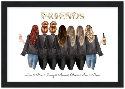 7 Beste Freundinnen Poster personalisiertes Geburtstagsgeschenk - Freundin Bild Geschenk Geburtstag Premium Matte Paper Wooden Framed Poster - Black - Horizontal Default