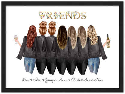 7 Beste Freundinnen Poster personalisiertes Geburtstagsgeschenk - Freundin Bild Geschenk Geburtstag
