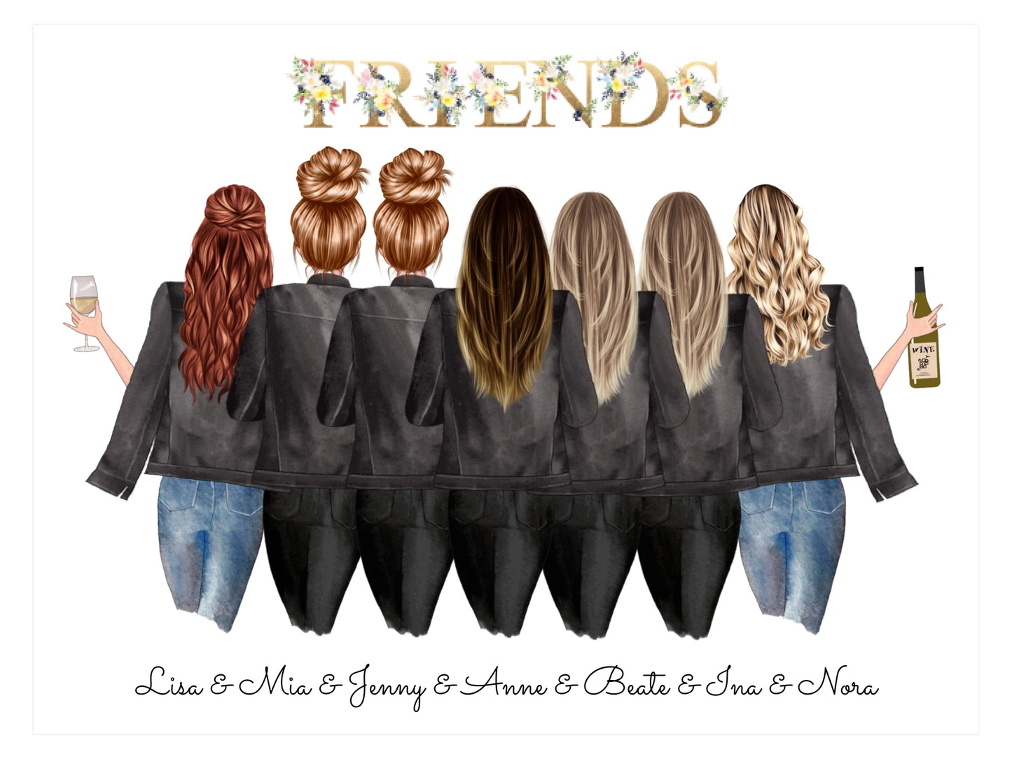 7 Beste Freundinnen Poster personalisiertes Geburtstagsgeschenk - Freundin Bild Geschenk Geburtstag Posters Poster