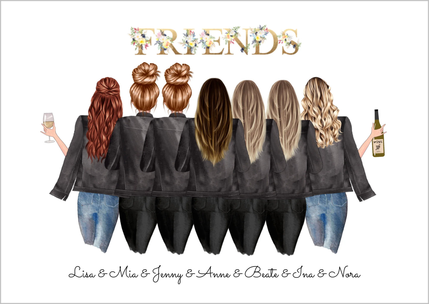 7 Beste Freundinnen Poster personalisiertes Geburtstagsgeschenk - Freundin Bild Geschenk Geburtstag !!! Digitale Datei zum Selberdrucken - kein Poster !!! Digitale Datei zum Selberdrucken - kein Poster A4 A3 A2