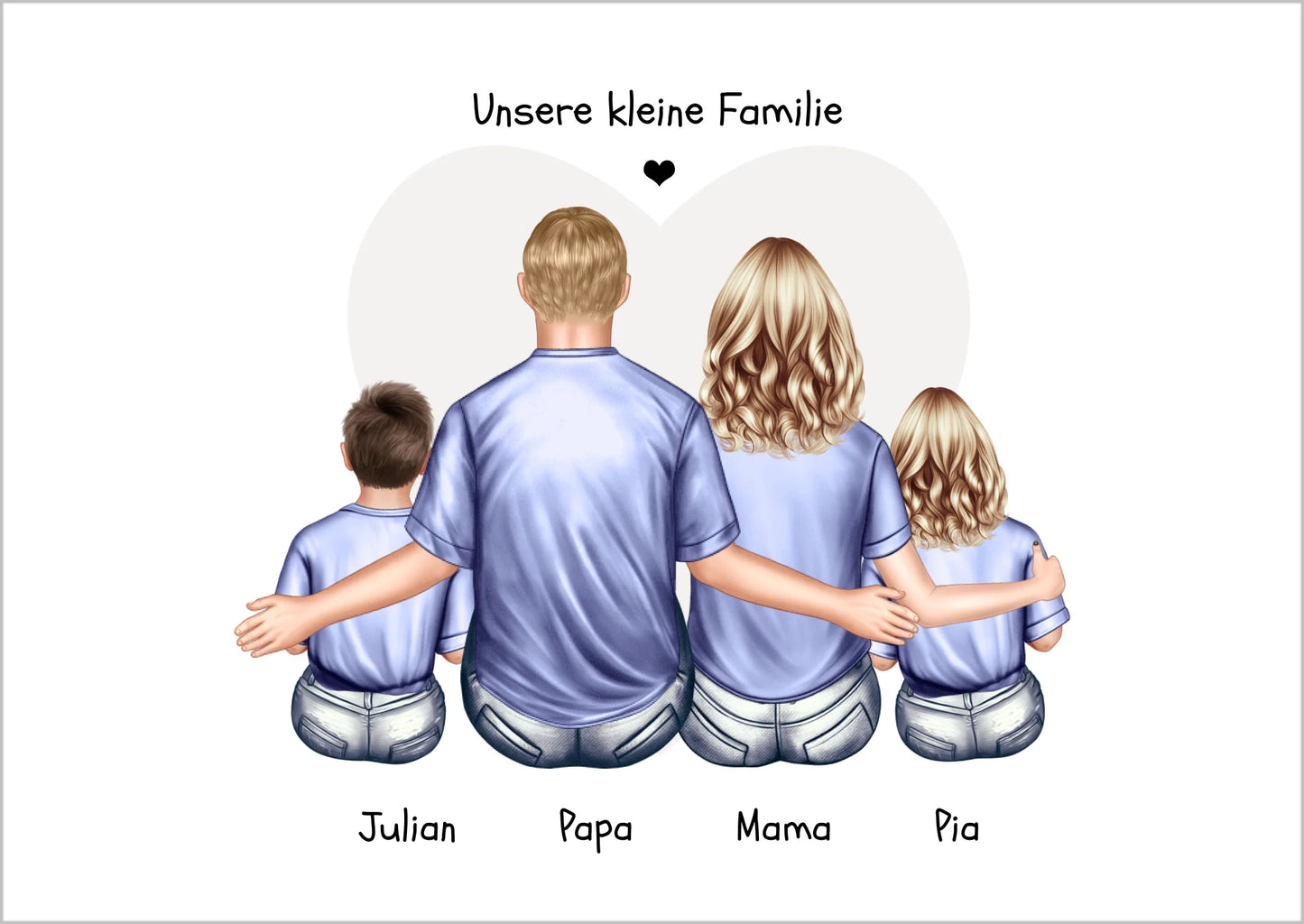 Personalisiertes Familienbild mit 2 Kindern- Geschenk Papa -Geschenk Mama - Vatertagsgeschenk Geburtstagsgeschenk Poster Poster