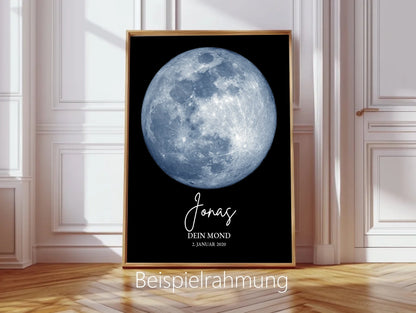 Personalisiertes Mondphasen-Poster - zur Geburt, Taufe, Hochzeit, Jahrestag oder besonderem Datum - Digitale Datei