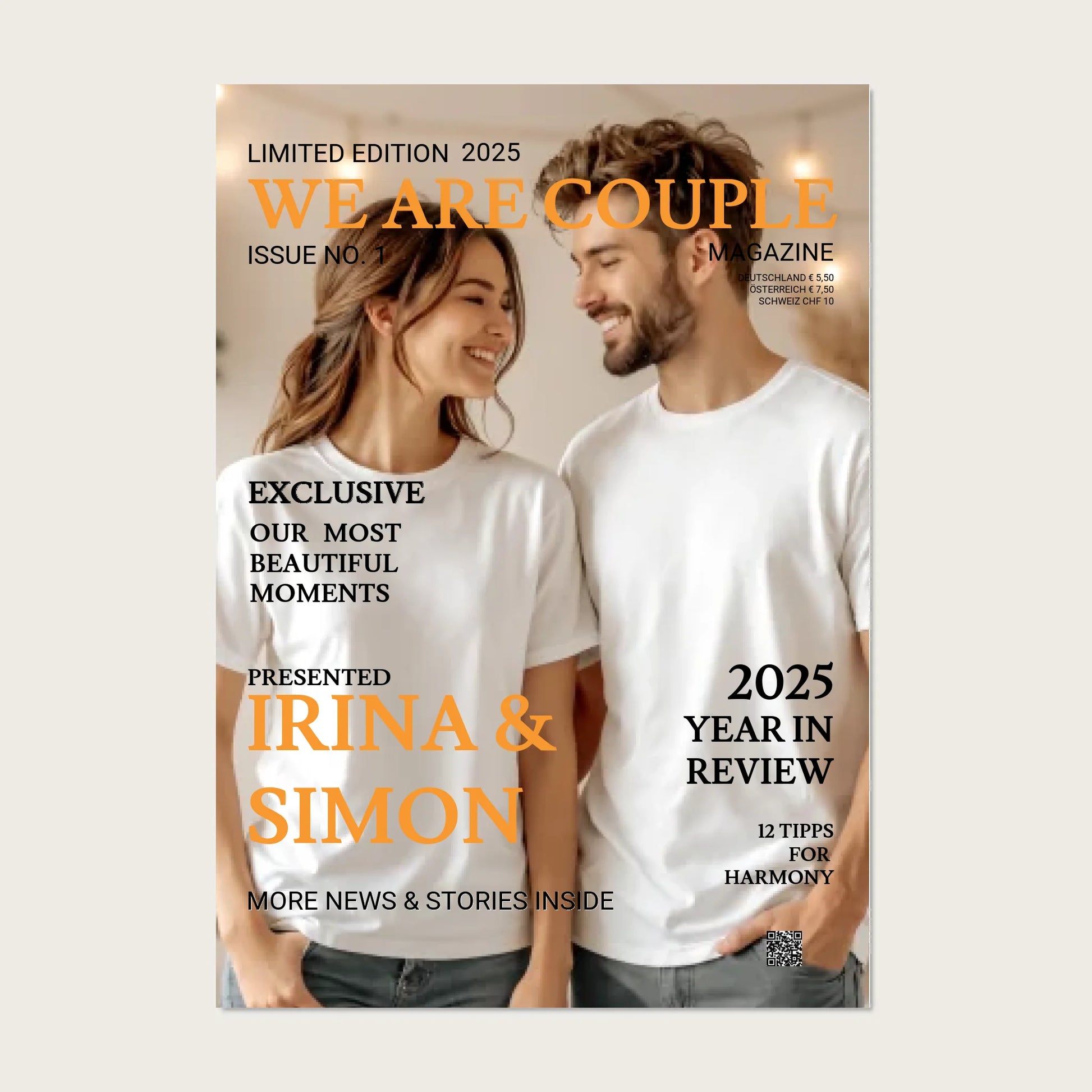 Personalisiertes Magazine Cover "Couple Paar Portrait 2" Zeitschrift Titelblatt - Fotoposter - digitale Datei !!! Digitale Datei zum Selberdrucken - kein Poster !!! Digitale Datei zum Selberdrucken - kein Poster A4 A3 A2