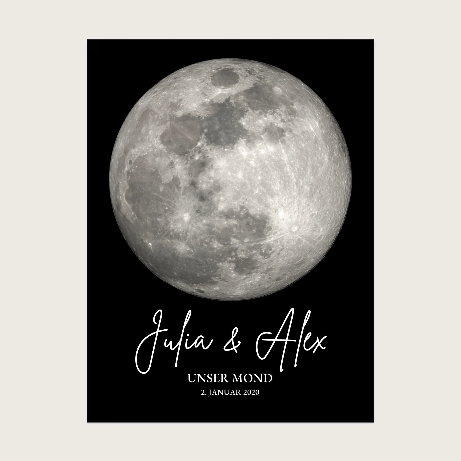Personalisiertes Mondphasen-Poster - Hochzeit, Jahrestag, Valentinstag oder besonderem Datum - Digitale Datei Digitale Datei zum Selberdrucken - kein Poster !!! Digitale Datei zum Selberdrucken - kein Poster 30x40 45x60 60x80 cm