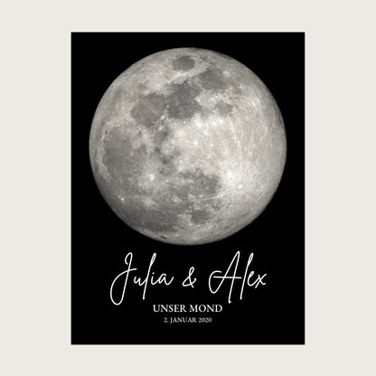 Personalisiertes Mondphasen-Poster - Hochzeit, Jahrestag, Valentinstag oder besonderem Datum - Digitale Datei Digitale Datei zum Selberdrucken - kein Poster !!! Digitale Datei zum Selberdrucken - kein Poster 30x40 45x60 60x80 cm
