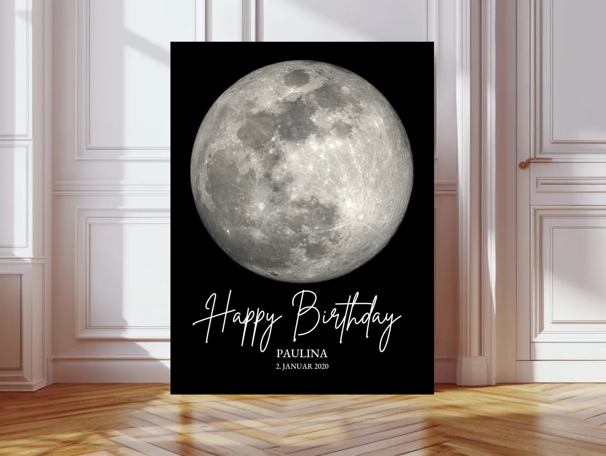 Personalisiertes Mond-Poster - Geburtstagsgeschenk für Freundin, Freunde & Familie - Digitale Datei