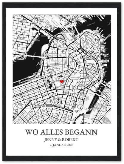 Wo alles begann Poster - Personalisiertes Hochzeitsgeschenk, Geschenk Hochzeitstag, Valetinstag Stadtkarte 2 - Digitale Datei