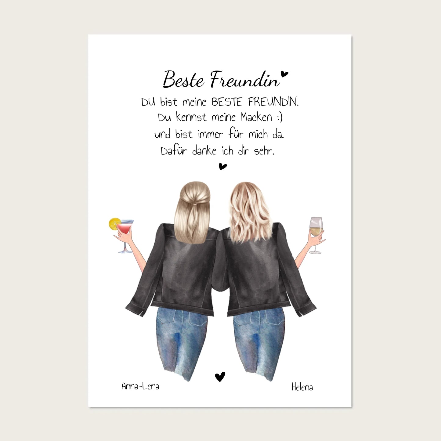 Beste Freundin Bild & Poster Geschenk mit Spruch selber gestalten - digitale Datei Digitale Datei zum Selberdrucken - kein Poster !!! Digitale Datei zum Selberdrucken - kein Poster 30x40 45x60 60x80 cm