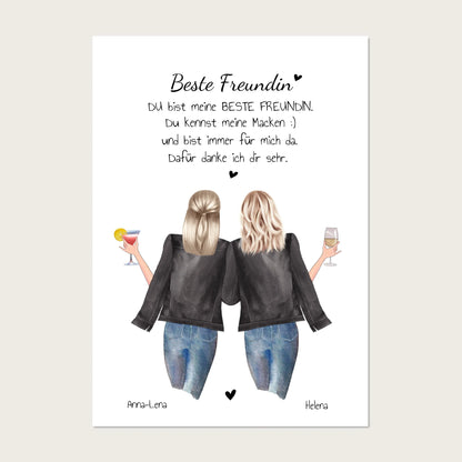 Beste Freundin Bild & Poster Geschenk mit Spruch selber gestalten - digitale Datei Digitale Datei zum Selberdrucken - kein Poster !!! Digitale Datei zum Selberdrucken - kein Poster 30x40 45x60 60x80 cm