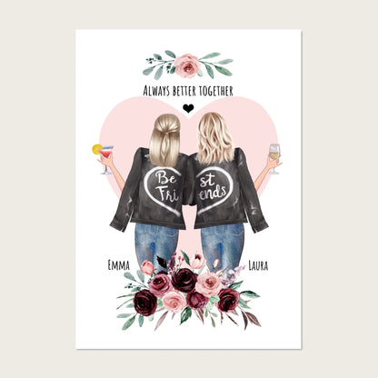 Beste Freundin Bild Geschenk mit Spruch personalisiert - 2 Frauen Geburtstagsgeschenk Poster - digitale Datei Digitale Datei zum Selberdrucken - kein Poster !!! Digitale Datei zum Selberdrucken - kein Poster 30x40 45x60 60x80 cm