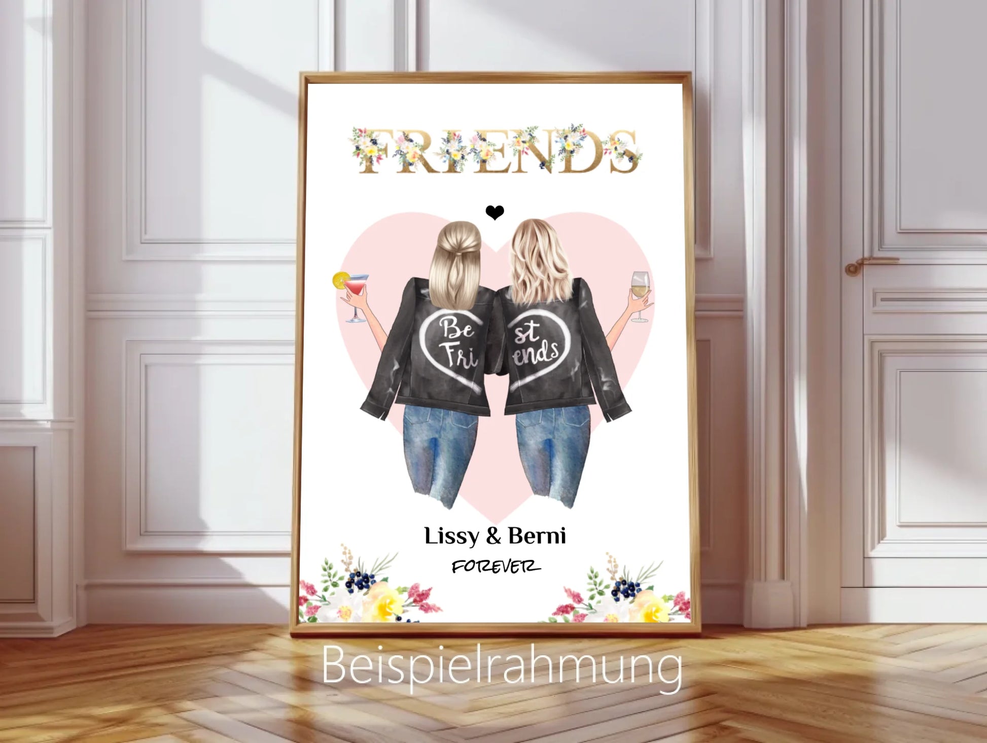 Beste Freundin Bild Geschenk - 2 Frauen Poster personalisiert - Geburtstagsgeschenk Weihnachtsgeschenk - digitale Datei