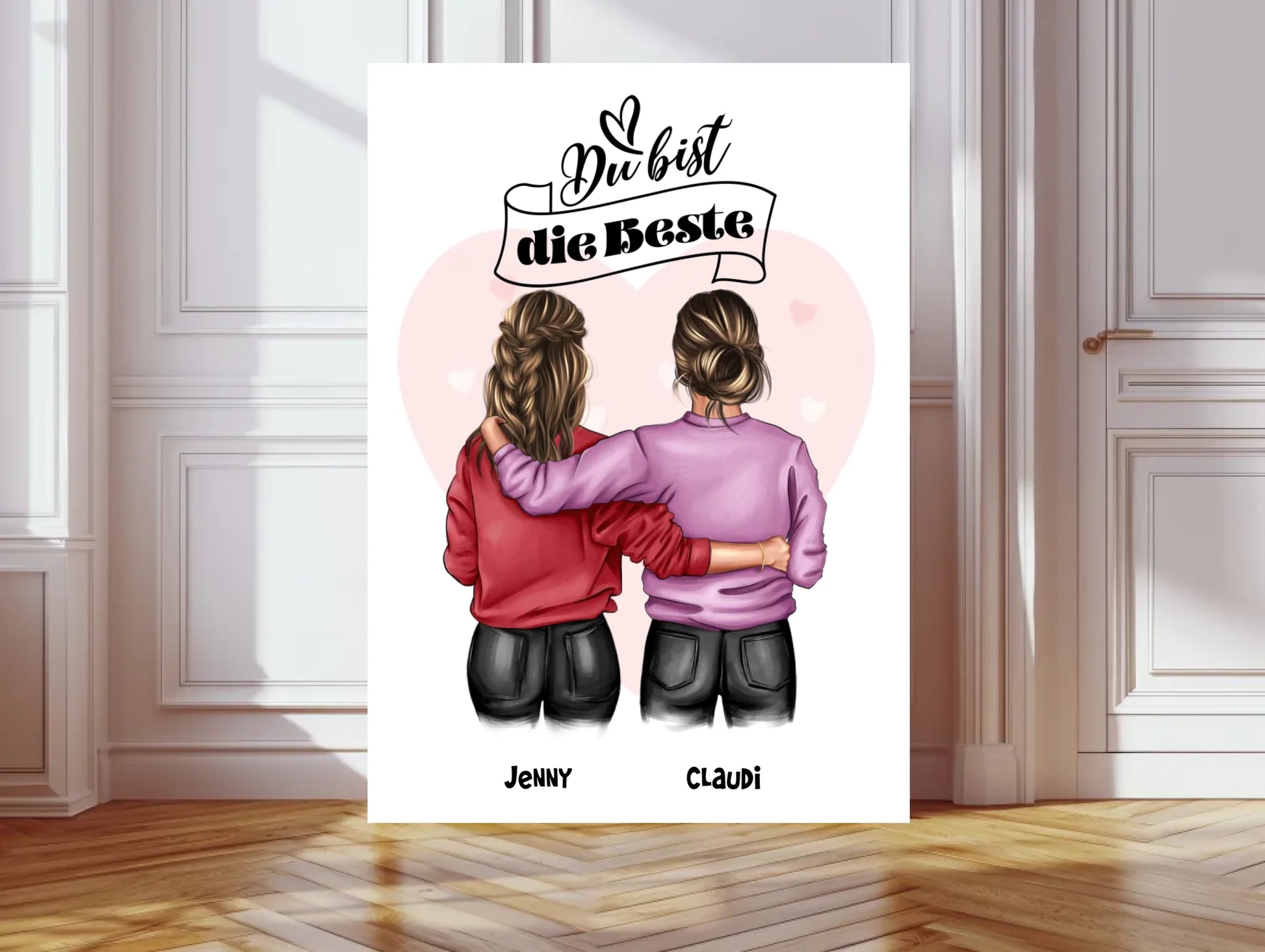 "Besties" 2 Beste Freundinnen Bild Geschenk - Personalisiertes Mädchen Poster - Digitale Datei