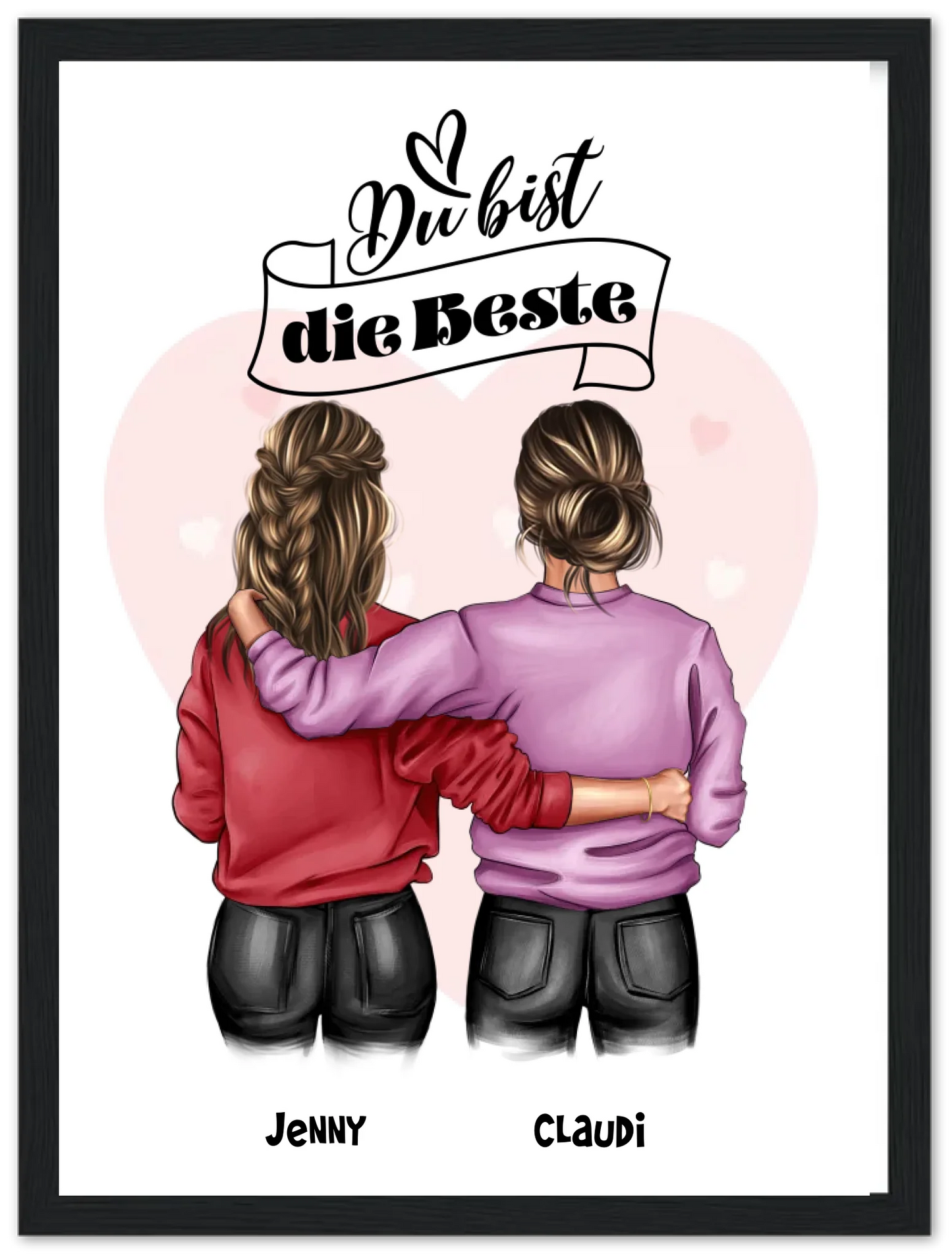 "Besties" 2 Beste Freundinnen Bild Geschenk - Personalisiertes Mädchen Poster - Digitale Datei