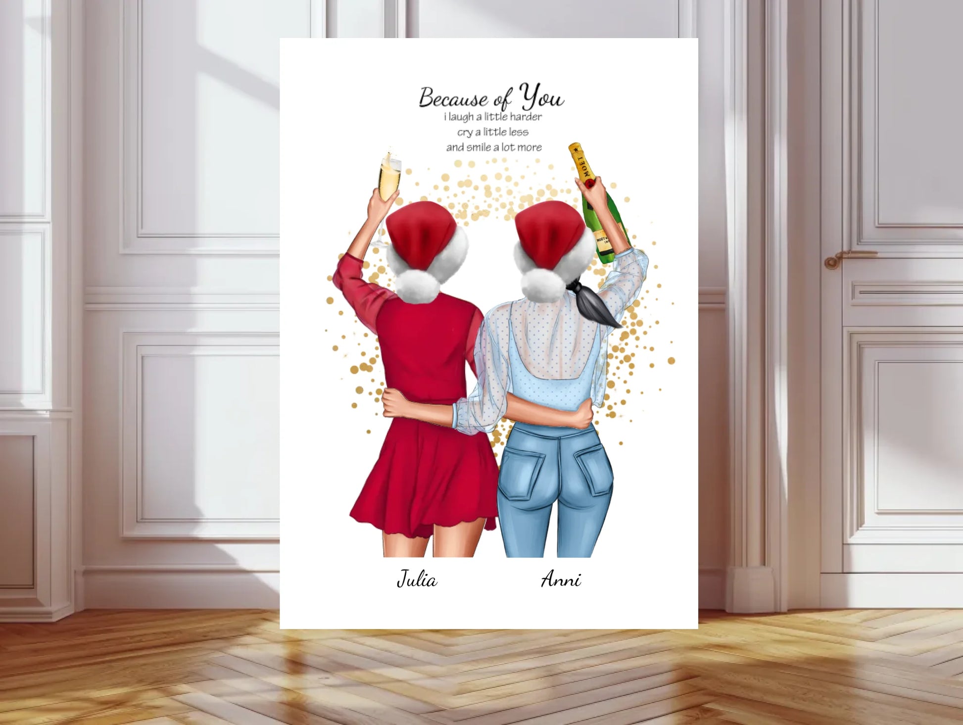 Beste Freundin Bild Geschenk mit Spruch - Geburtstagsgeschenk Poster gestalten - digitale Datei