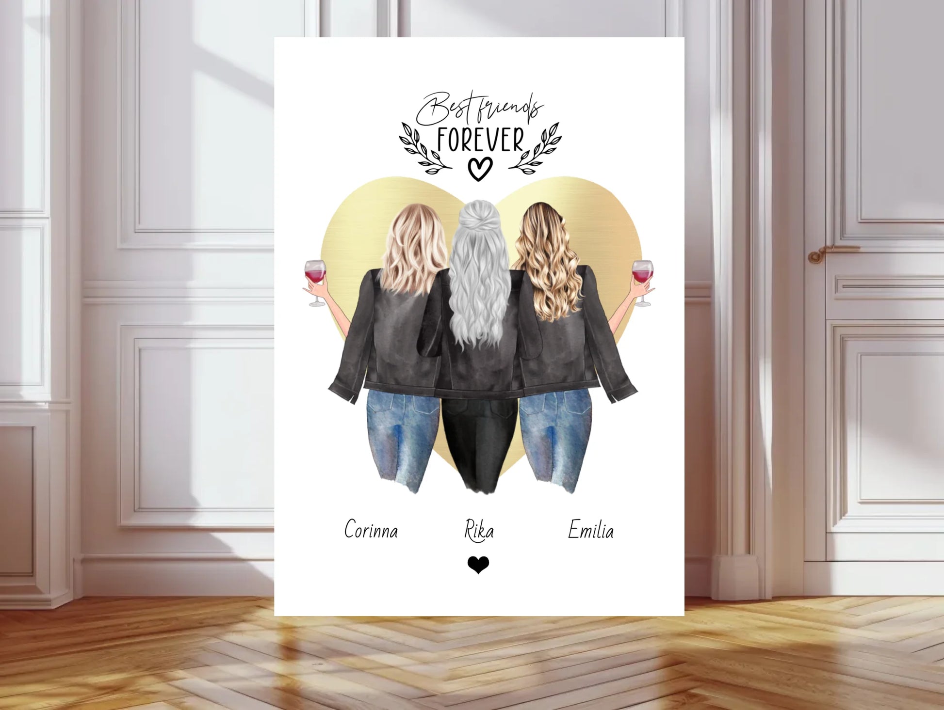 3 beste Freundin Bild Geschenk - Poster mit 3 Frauen selber gestalten - digitale Datei