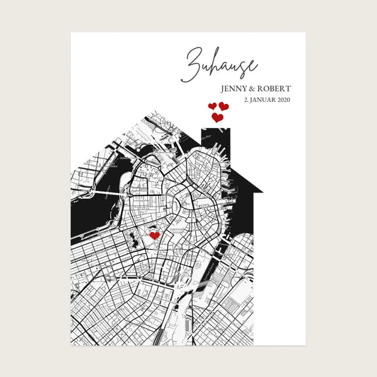 Personalisiertes "Zuhause" Koordinaten Poster Geschenk mit Namen und Datum - digitale Datei Digitale Datei zum Selberdrucken - kein Poster !!! Digitale Datei zum Selberdrucken - kein Poster 30x40 45x60 60x80 cm