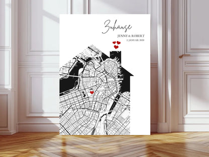 Personalisiertes "Zuhause" Koordinaten Poster Geschenk mit Namen und Datum - digitale Datei