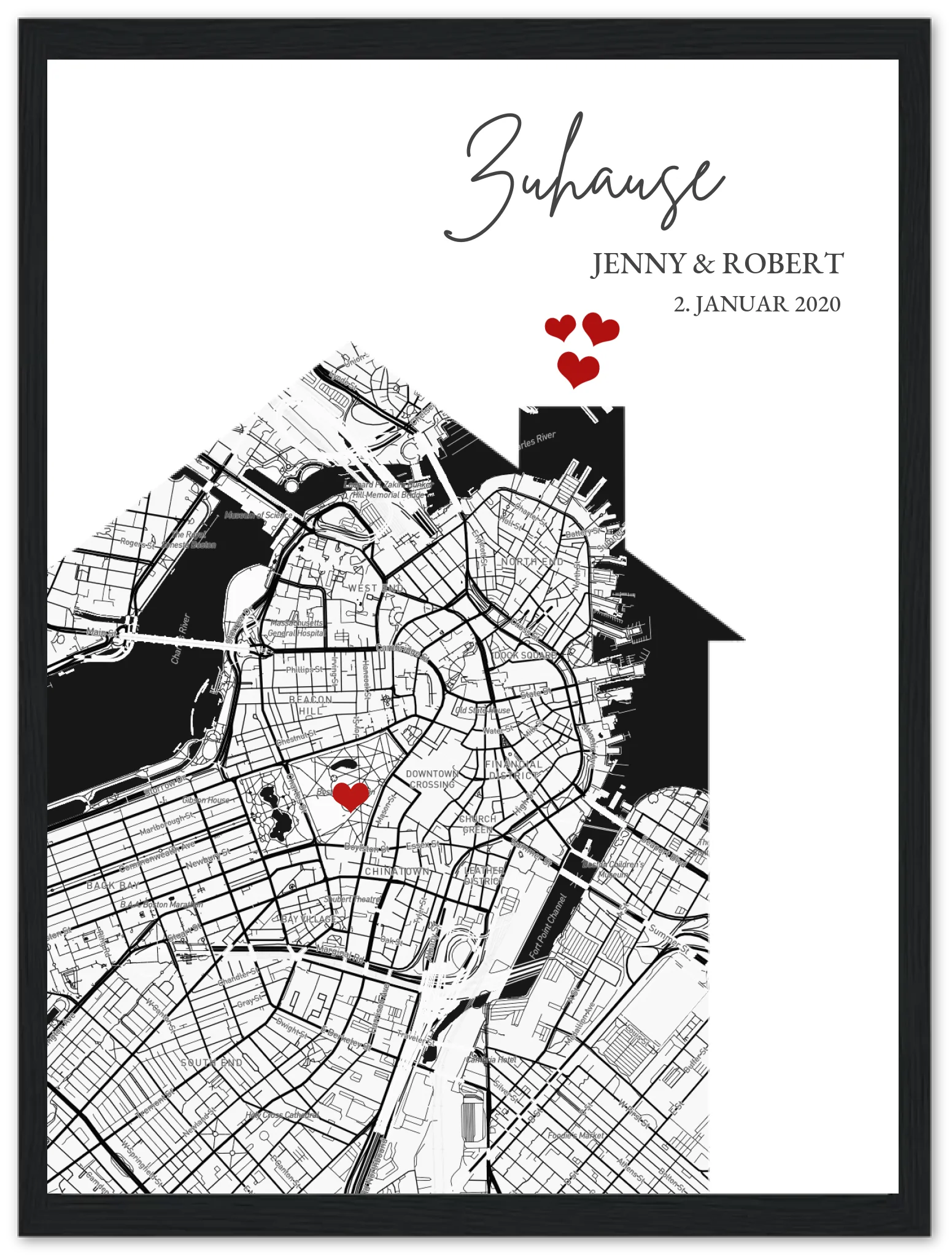 Personalisiertes "Zuhause" Koordinaten Poster Geschenk mit Namen und Datum - digitale Datei