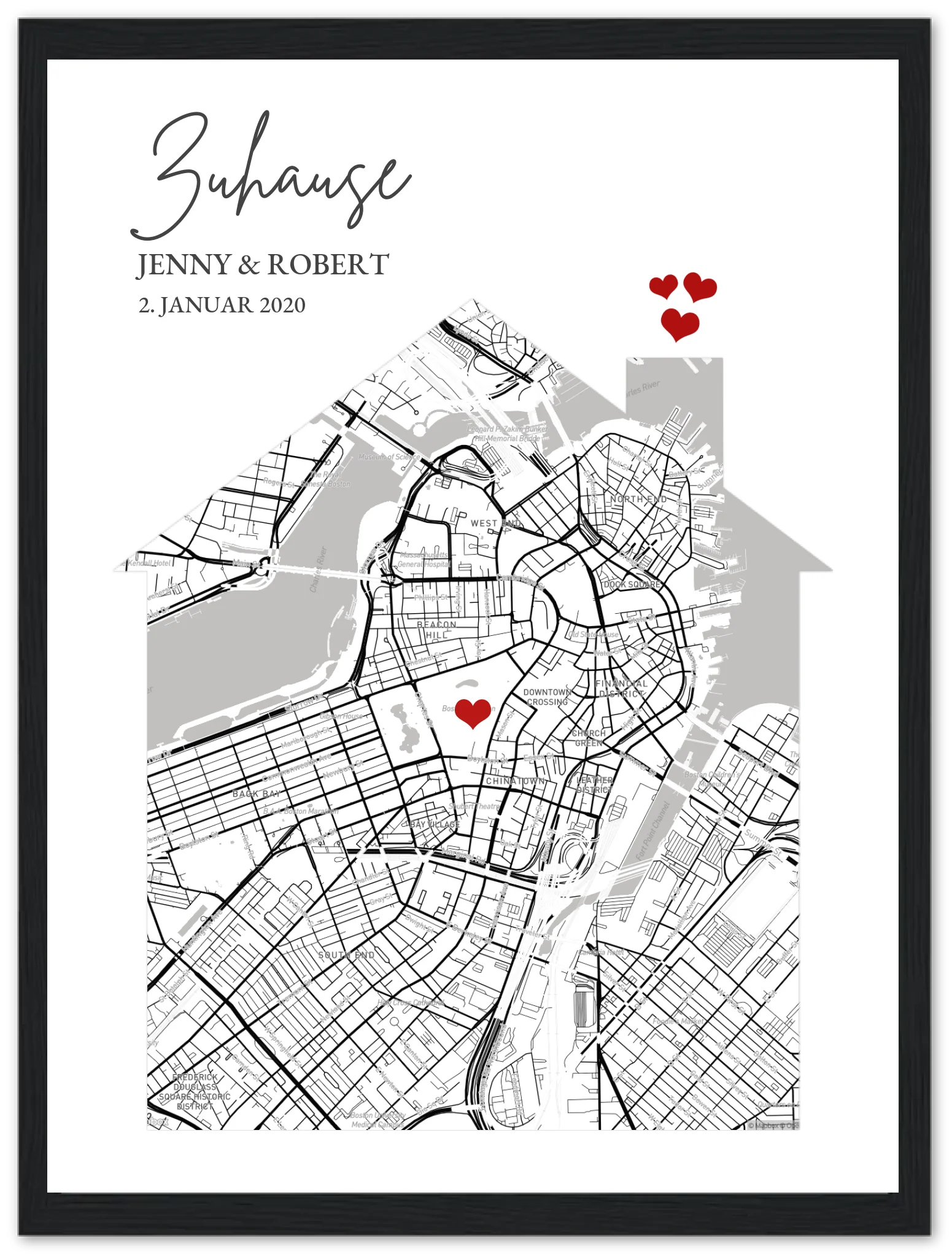 Personalisiertes "Zuhause" Stadtplan Koordinaten Poster Geschenk mit Namen und Datum - digitale Datei