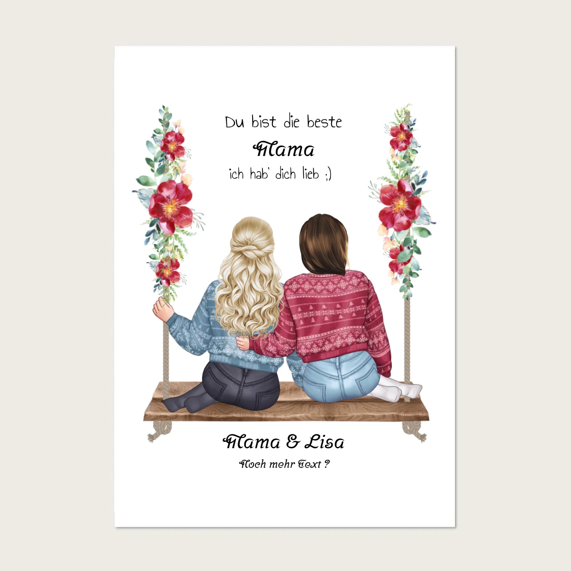 Personalisiertes Mutter Tochter Poster Geschenk - Last Minute Bild Geschenk mit Namen und Spruch - digitale Datei Digitale Datei zum Selberdrucken - kein Poster !!! Digitale Datei zum Selberdrucken - kein Poster 30x40 45x60 60x80 cm