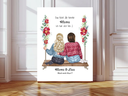 Personalisiertes Mutter Tochter Poster Geschenk - Last Minute Bild Geschenk mit Namen und Spruch - digitale Datei
