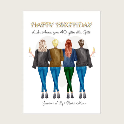 Bild Geschenk für beste Freundin - Poster mit 4 Frauen gestalten - digitale Datei Digitale Datei zum Selberdrucken - kein Poster !!! Digitale Datei zum Selberdrucken - kein Poster 30x40 45x60 60x80 cm