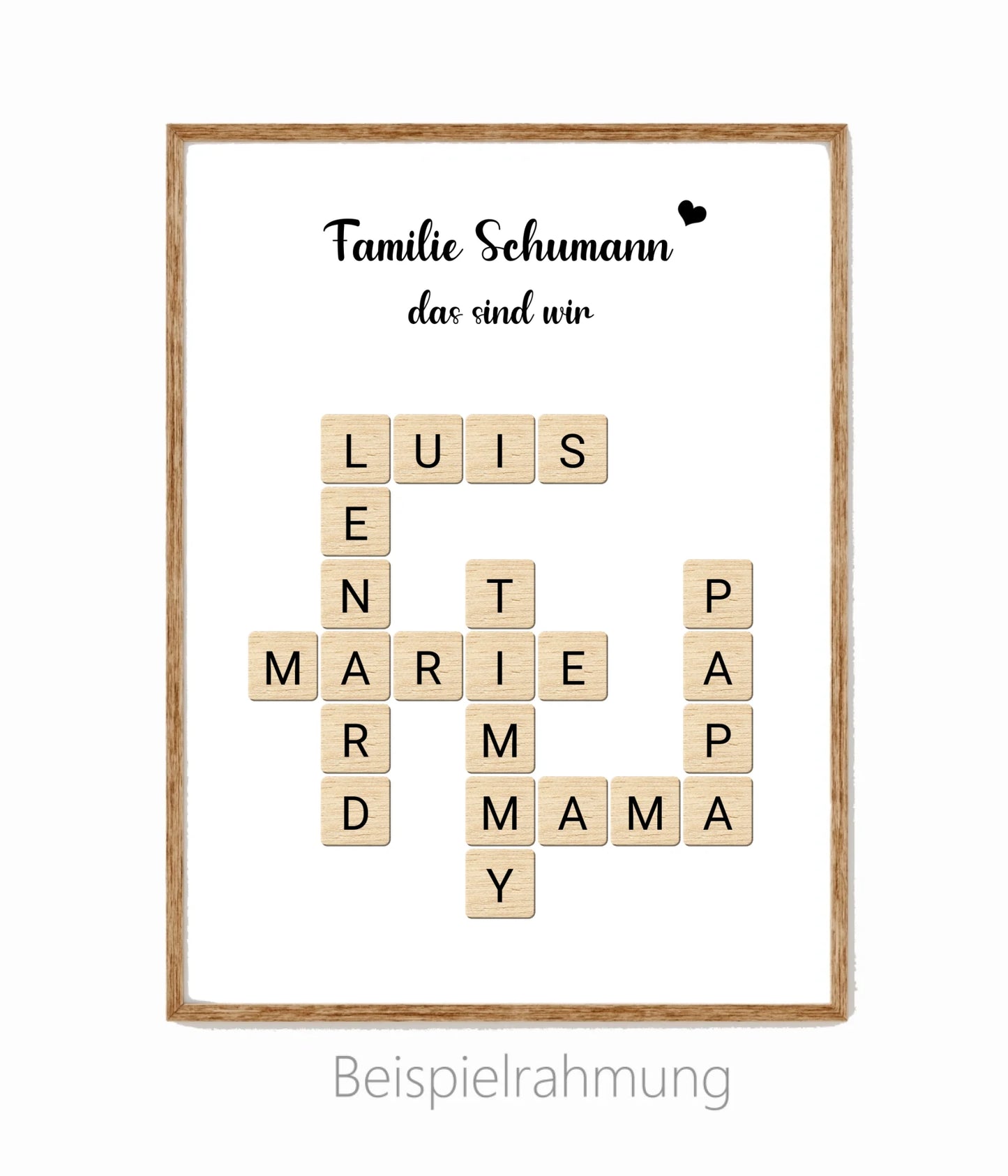 Weihnachtsgeschenk Familie - Personalisiertes Scrabble Bild Geschenk, Familienbild mit Familiennamen, Geburtstagsgeschenk