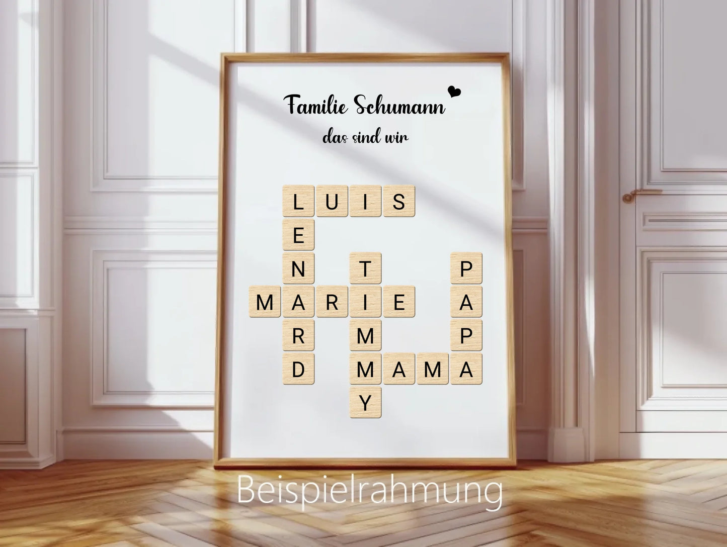Weihnachtsgeschenk Familie - Personalisiertes Scrabble Bild Geschenk, Familienbild mit Familiennamen, Geburtstagsgeschenk