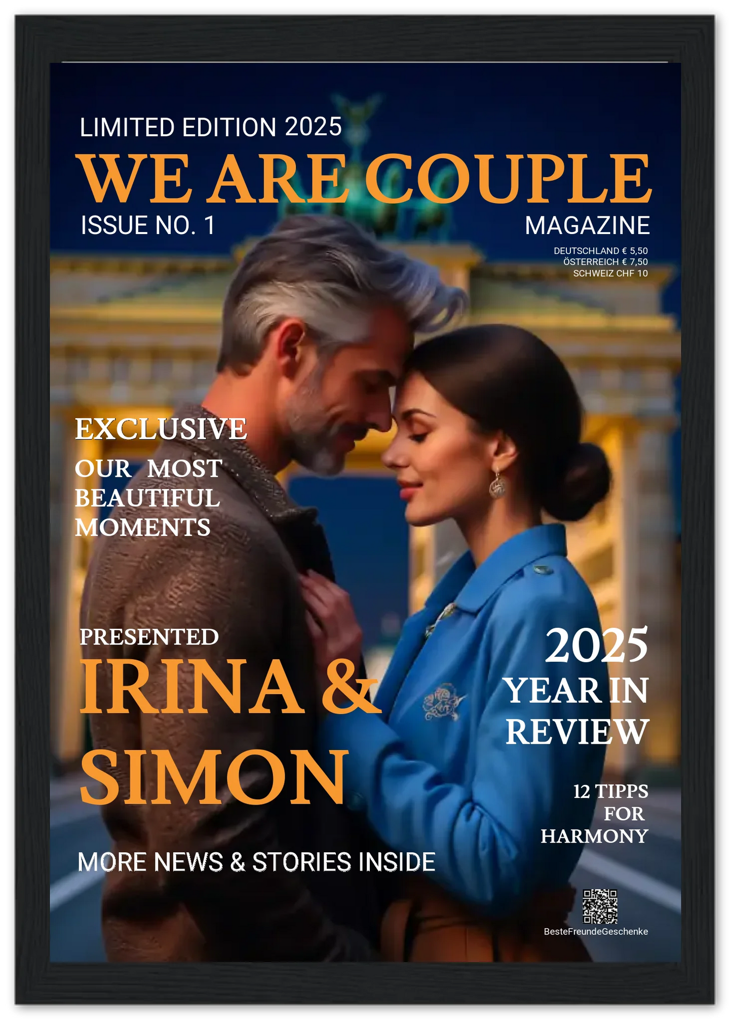 Personalisiertes Magazine Cover "We are Couple" Paarposter Zeitschrift Titelblatt