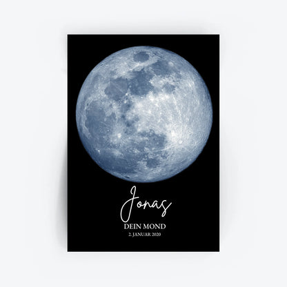 Personalisiertes Mondphasen-Poster - zur Geburt, Taufe oder besonderem Datum Posters Poster