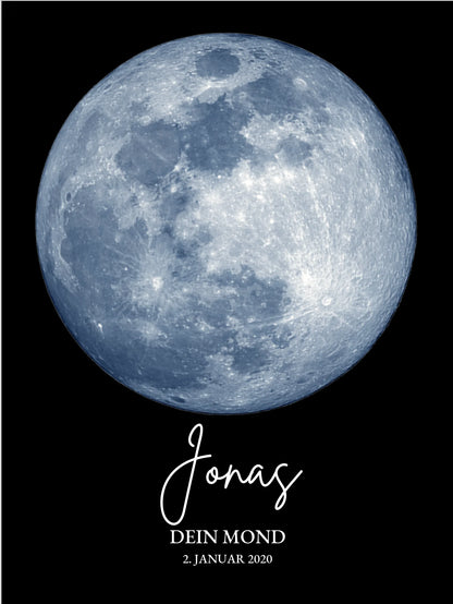 Personalisiertes Mondphasen-Poster - zur Geburt, Taufe oder besonderem Datum