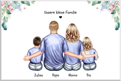 Geschenk Familie Familienposter, Familienbild mit 2 + 3 Kindern + Baby - Geschenk Papa, Mama zum Vatertag, Muttertag, Vatertagsgeschenk Geburtstagsgeschenk, Weihnachtsgeschenk Leinwanddruck Leinwandbild