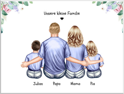 Geschenk Familie Familienposter, Familienbild mit 2 + 3 Kindern + Baby - Geschenk Papa, Mama zum Vatertag, Muttertag, Vatertagsgeschenk Geburtstagsgeschenk, Weihnachtsgeschenk Leinwanddruck Leinwandbild