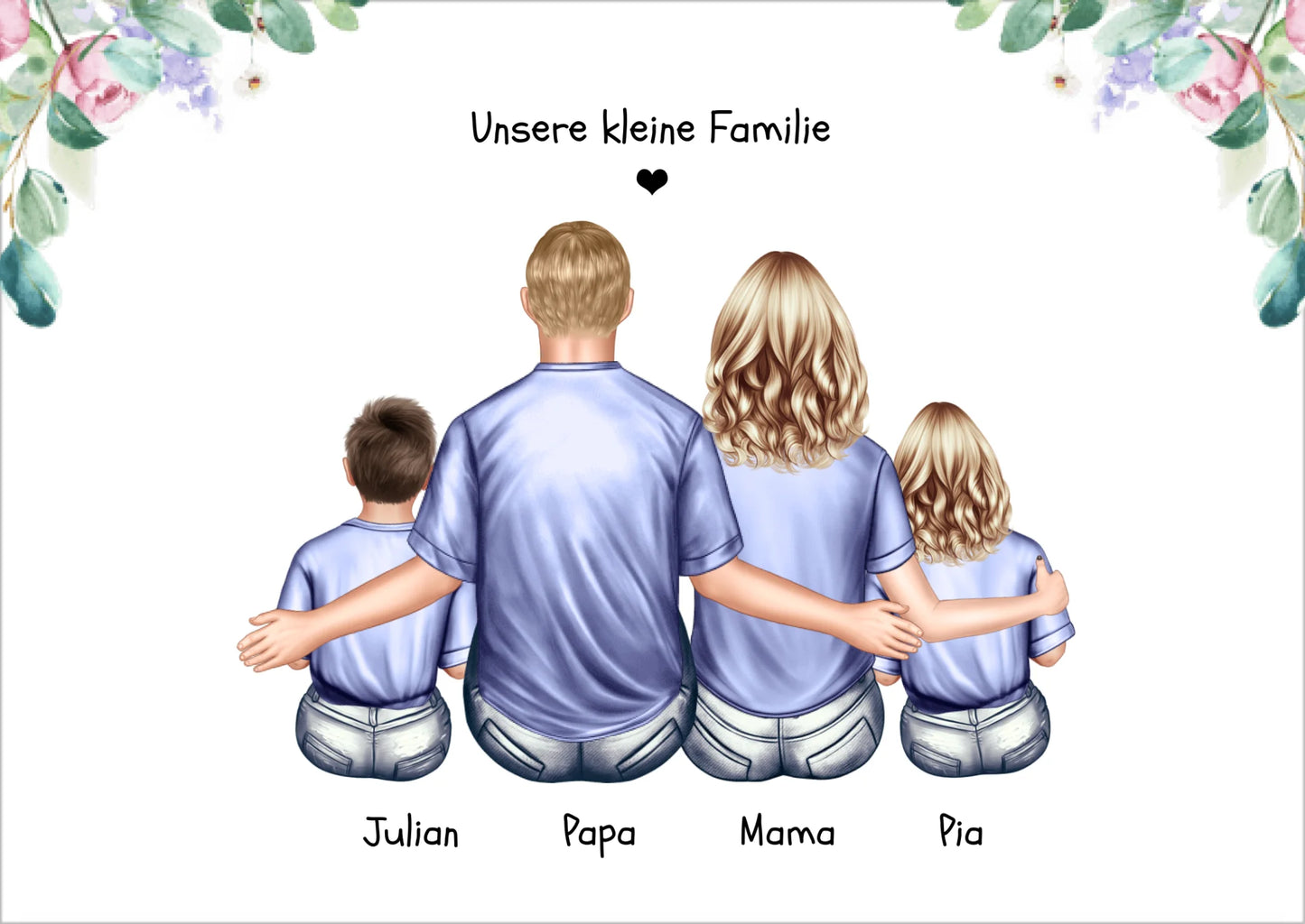 Geschenk Familie Familienposter, Familienbild mit 2 + 3 Kindern + Baby - Geschenk Papa, Mama zum Vatertag, Muttertag, Vatertagsgeschenk Geburtstagsgeschenk, Weihnachtsgeschenk !!! Digitale Datei zum Selberdrucken - kein Poster !!! Digitale Datei zum Selberdrucken - kein Poster A4 A3 A2