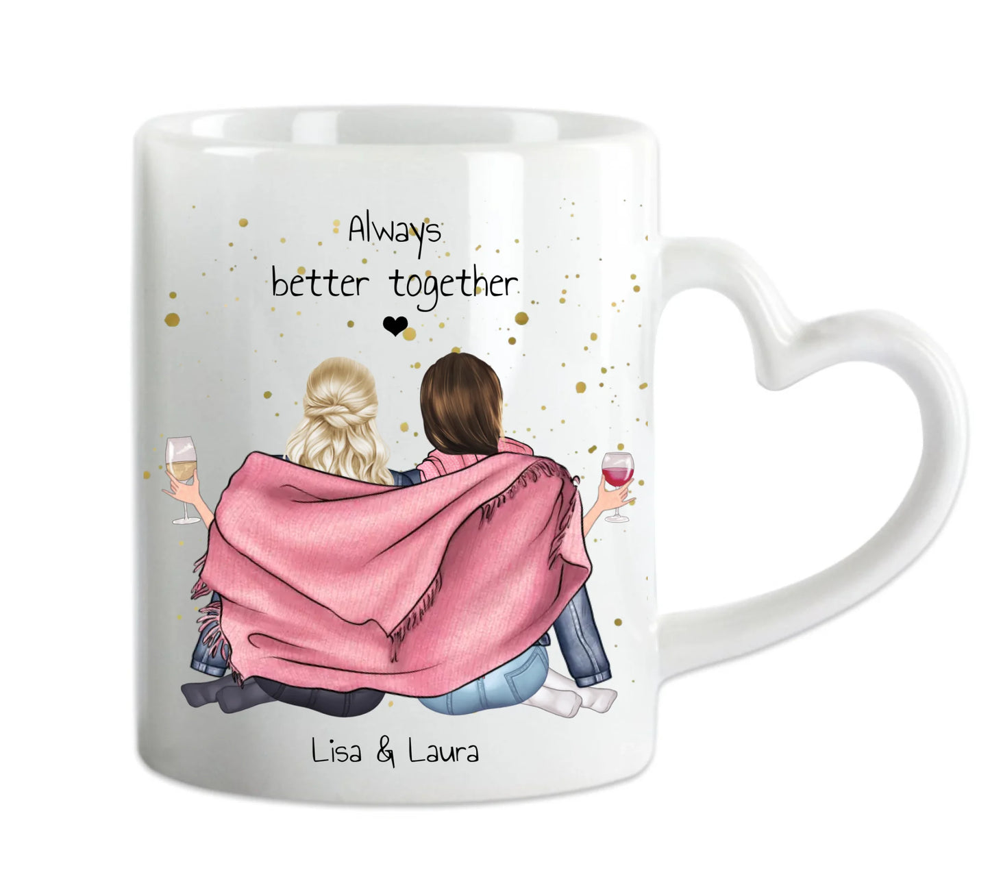 Personalisierte Tasse beste Freundin | Kaffeebecher Geschenk für Freundin | Tasse Frau Geburtstagsgeschenk Herzhenkeltasse Default Mug Classic - Panorama