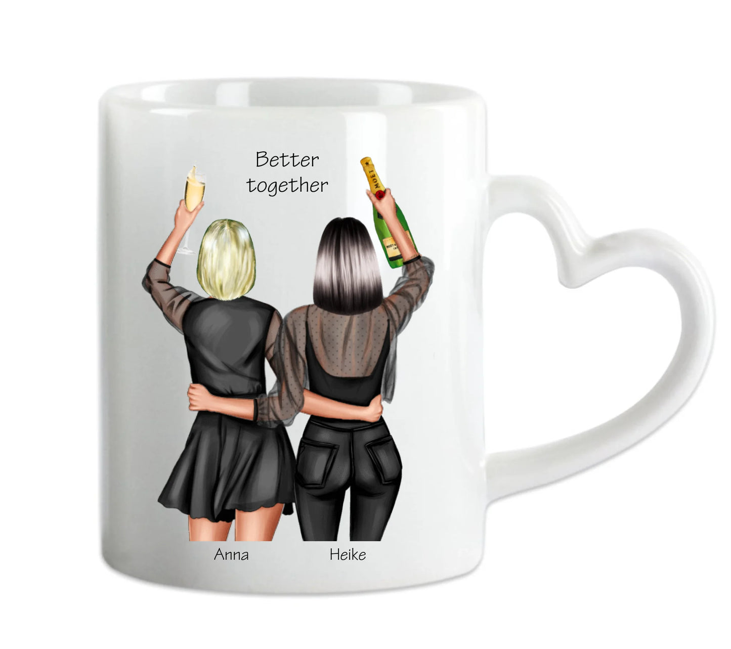 Personalisierte Tasse Geschenk beste Freundin - 2 Beste Freundinnen Geburtstagsgeschenk Herzhenkeltasse Default Mug Classic - Panorama