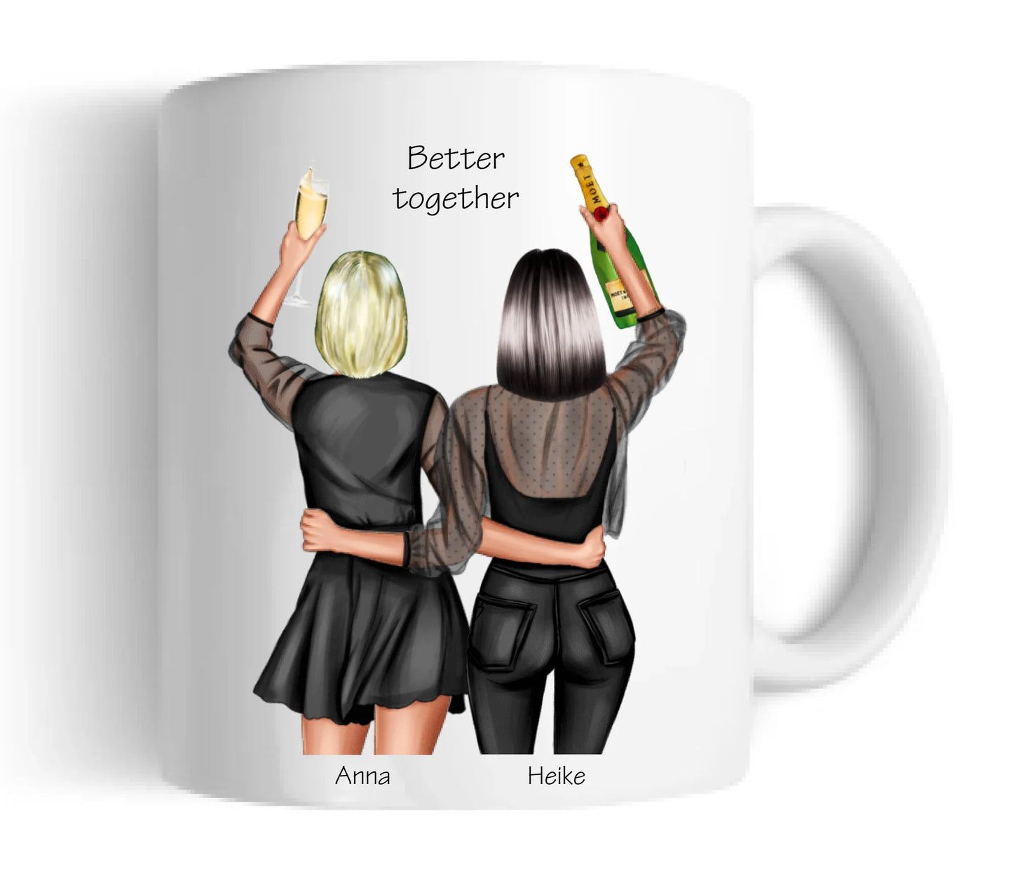 Personalisierte Tasse Geschenk beste Freundin - 2 Beste Freundinnen Geburtstagsgeschenk Keramiktasse 330 ml Mug Classic - Panorama