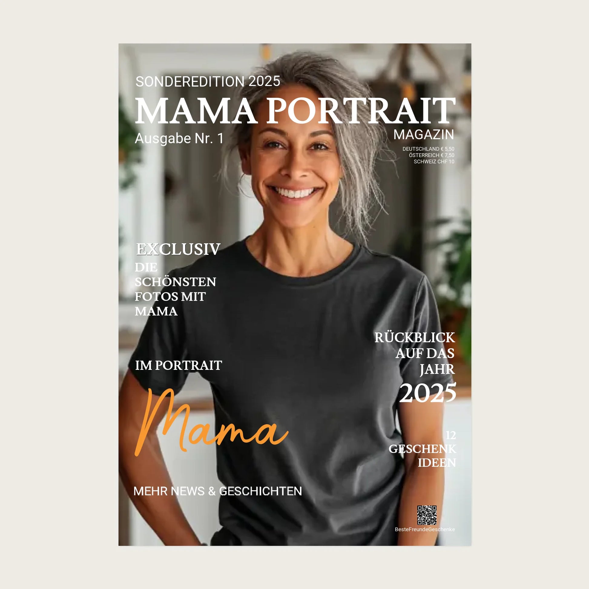 Personalisiertes Magazine Cover "MAMA PORTRAIT" Zeitschrift Titelblatt - Fotoposter Geschenk Mutter Posters Poster