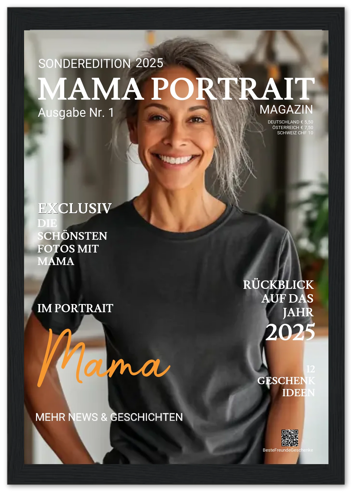 Personalisiertes Magazine Cover "MAMA PORTRAIT" Zeitschrift Titelblatt - Fotoposter Geschenk Mutter
