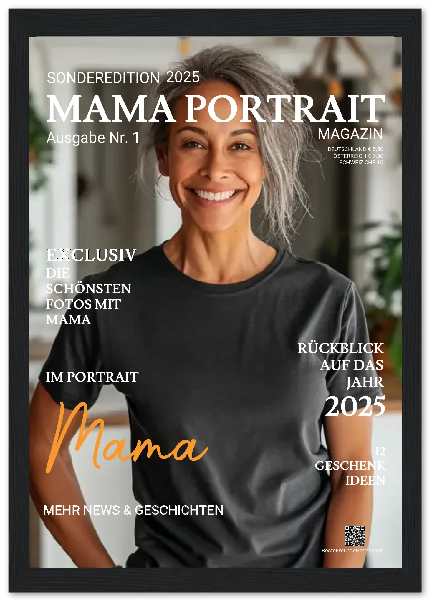 Personalisiertes Magazine Cover "MAMA PORTRAIT" Zeitschrift Titelblatt - Fotoposter Geschenk Mutter