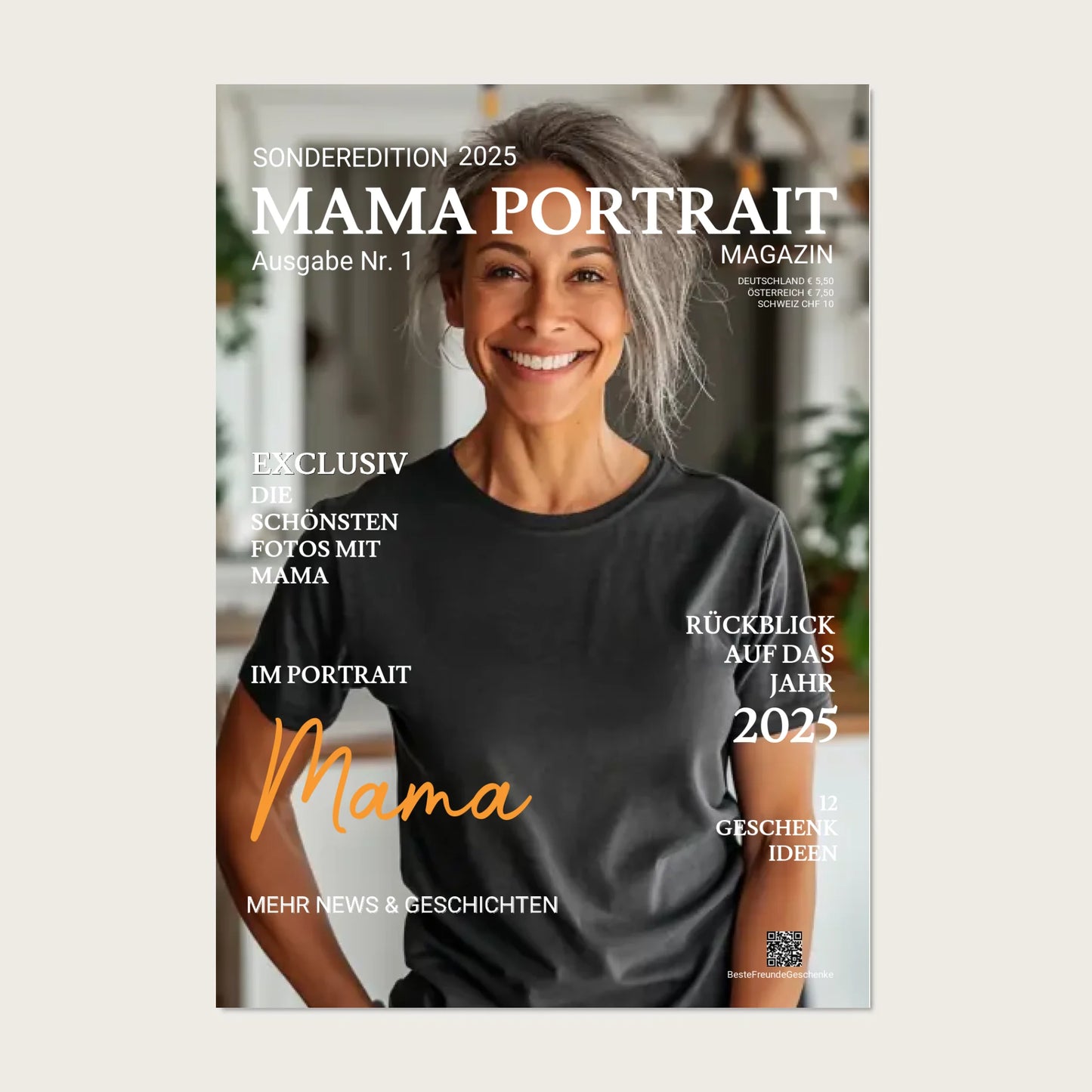 Personalisiertes Magazine Cover "MAMA PORTRAIT" Zeitschrift Titelblatt - Fotoposter Geschenk Mutter !!! Digitale Datei zum Selberdrucken - kein Poster !!! Digitale Datei zum Selberdrucken - kein Poster A4 A3 A2