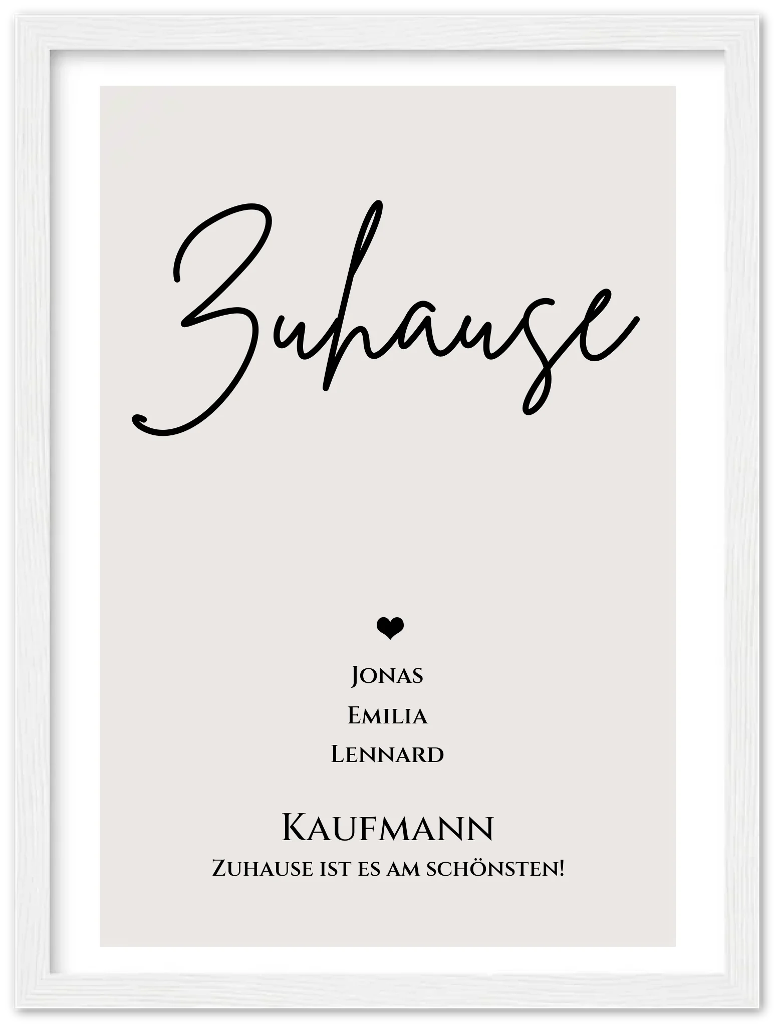 "ZUHAUSE" Poster personalisiert | Familien Bild Geschenk mit Namen und Datum