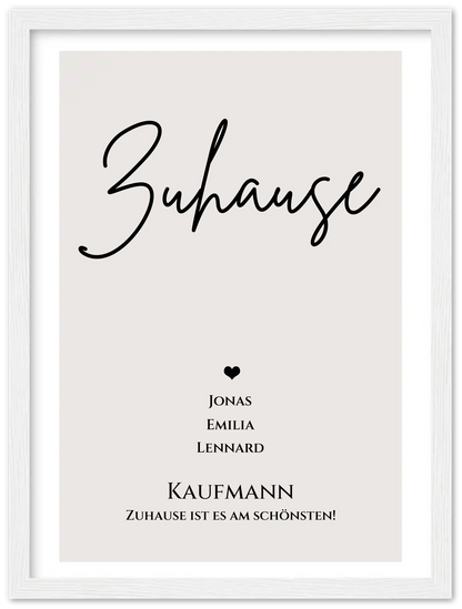 "ZUHAUSE" Poster personalisiert | Familien Bild Geschenk mit Namen und Datum