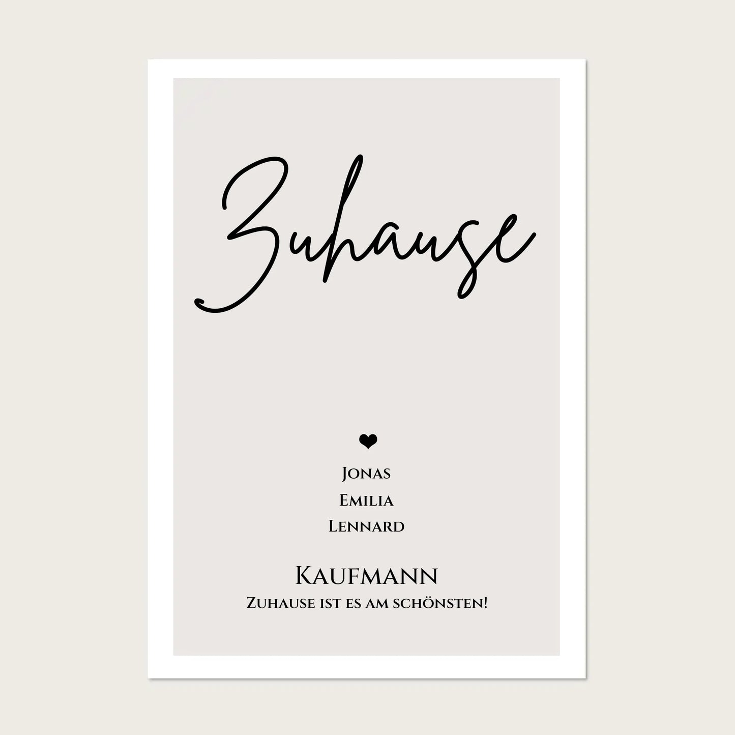 "ZUHAUSE" Poster personalisiert | Familien Bild Geschenk mit Namen und Datum Poster Poster