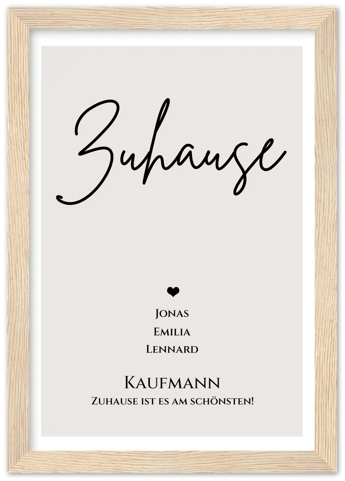 "ZUHAUSE" Poster personalisiert | Familien Bild Geschenk mit Namen und Datum Premium Matte Paper Wooden Framed Poster - Wood - Vertical Gerahmtes Poster